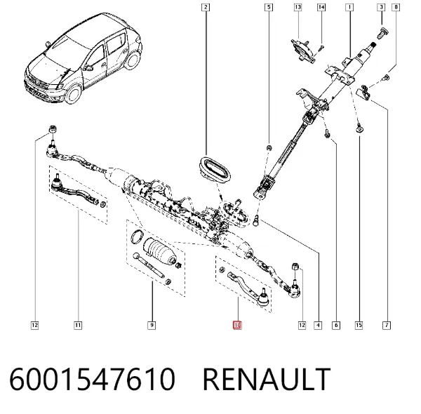 Rótula barra de dirección 6001547610 Renault (RVI)