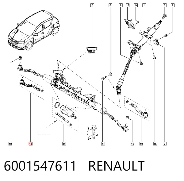 Rótula barra de dirección 6001547611 Renault (RVI)