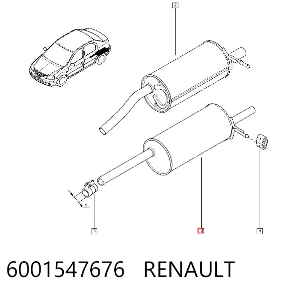Silenciador trasero 6001547676 Renault (RVI)