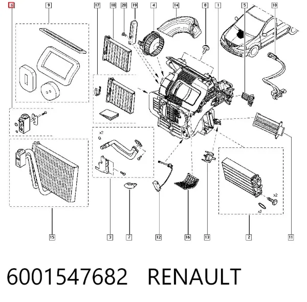 Válvula TRV del aire acondicionado 6001547682 Renault (RVI)