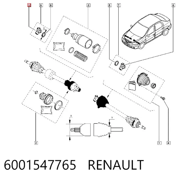 Junta trípode interior 6001547765 Renault (RVI)