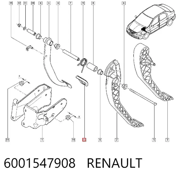 Cubierta de pedal de freno 6001547908 Renault (RVI)