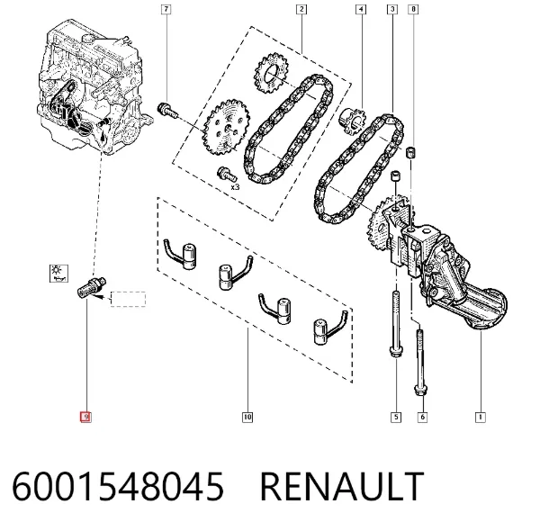 Sensor de presión de aceite 6001548045 Renault (RVI)