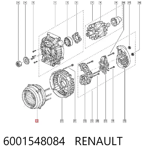 Estátor del alternador 6001548084 Renault (RVI)