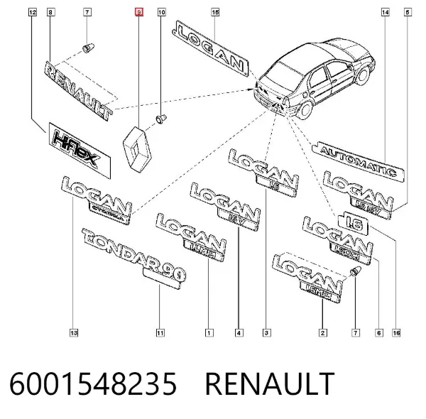 Emblema de la parrilla del radiador 6001548235 Renault (RVI)