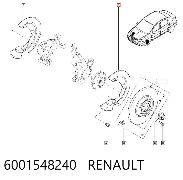 Protector del disco de freno delantero izquierdo 6001548240 Renault (RVI)