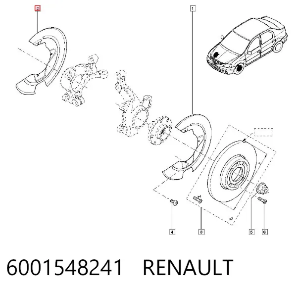 Protector de disco de freno delantero derecho 6001548241 Renault (RVI)