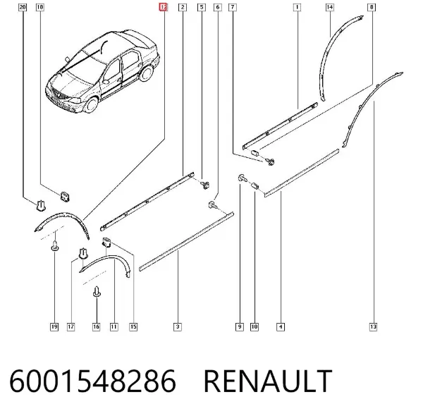 Extensión de la aleta delantera derecha 6001548286 Renault (RVI)
