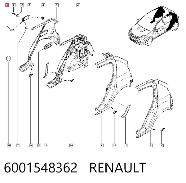 Resorte de la tapa del depósito de combustible 6001548362 Renault (RVI)