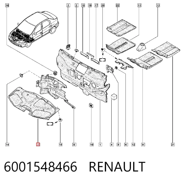 Aislamiento del Capó 6001548466 Renault (RVI)