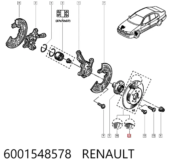 Disco de freno 6001548578 Renault (RVI)