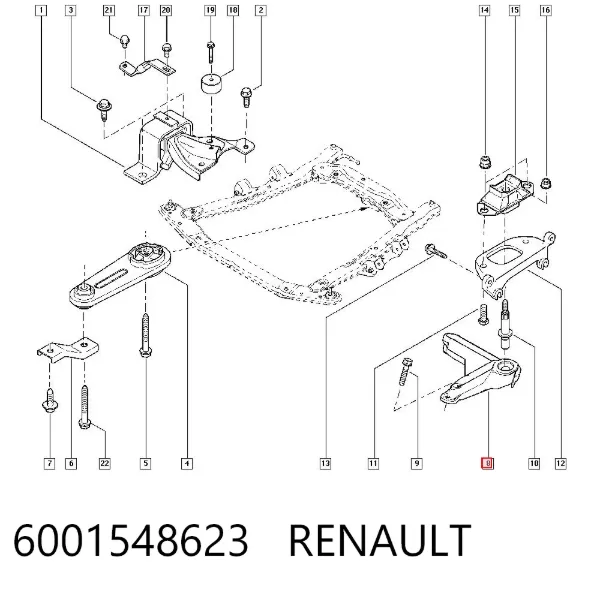 Soporte del soporte izquierdo del motor 6001548623 Renault (RVI)