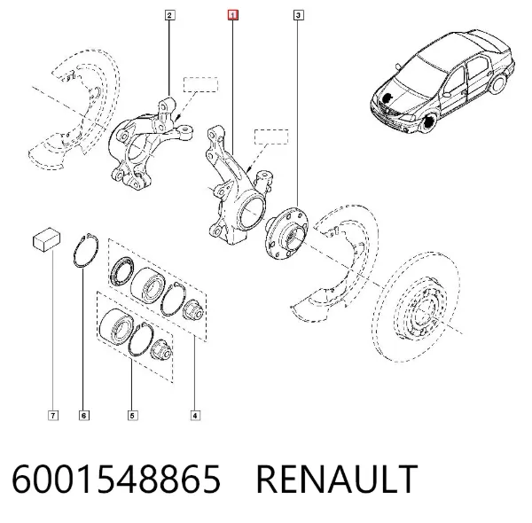 Mangueta delantera izquierda 6001548865 Renault (RVI)