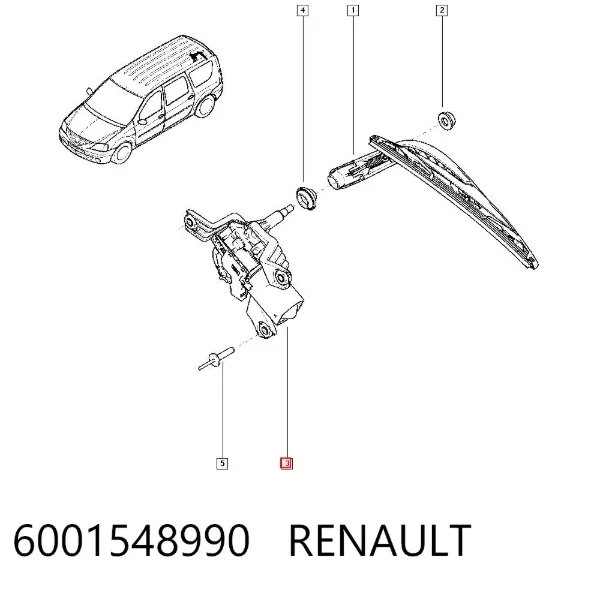 Motor limpiaparabrisas, trasera 6001548990 Renault (RVI)