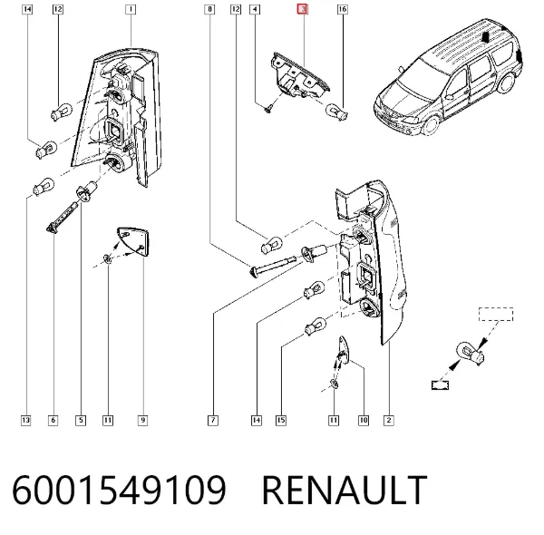 Tercera luz de freno Renault DOKKER FE