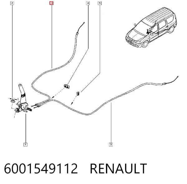 Cable de freno de mano trasero derecho/izquierdo 6001549112 Renault (RVI)