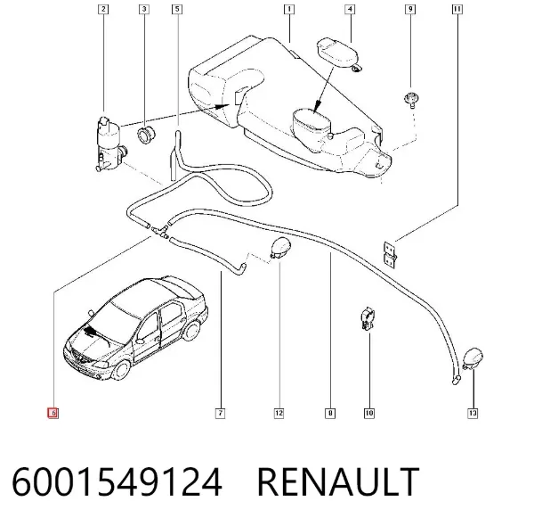 T de la lavadora de parabrisas 6001549124 Renault (RVI)