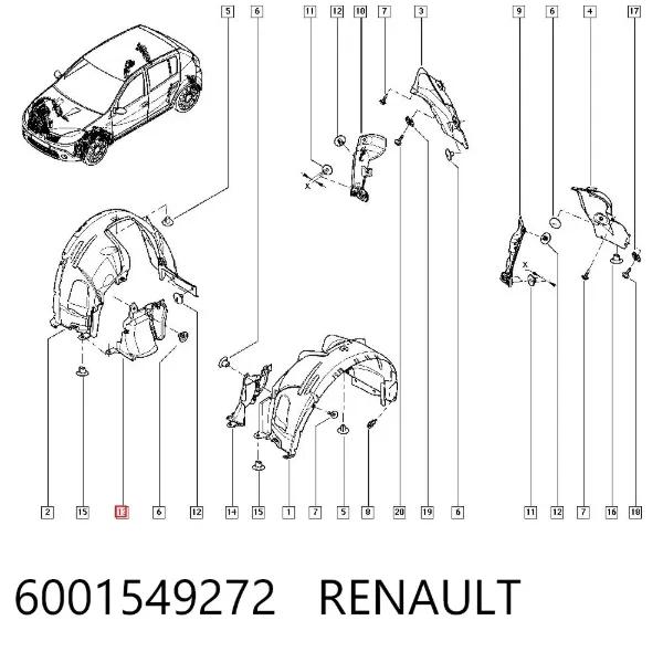 Protección derecha del motor 6001549272 Renault (RVI)