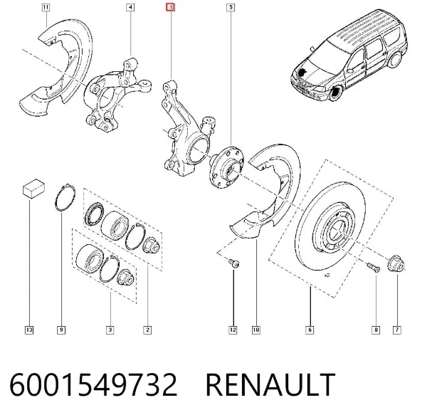 Mangueta delantera izquierda 6001549732 Renault (RVI)