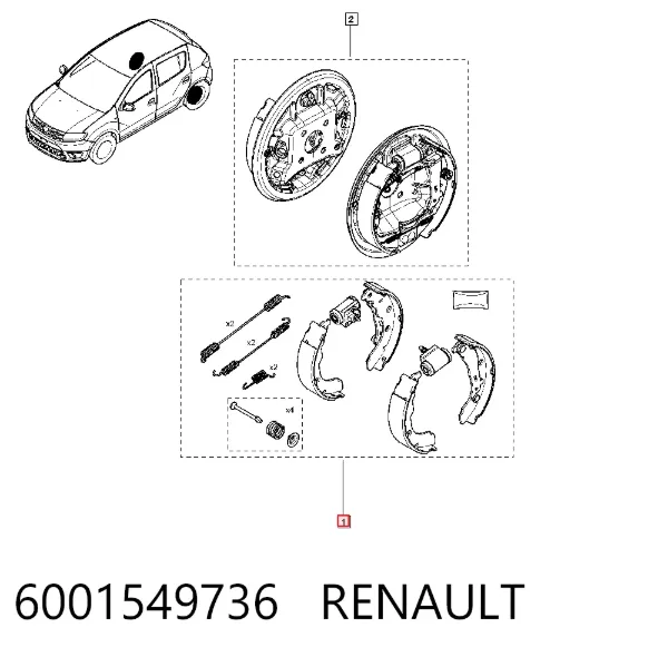 Kit de frenos de tambor, con cilindros, completo 6001549736 Renault (RVI)