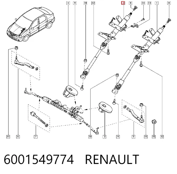 Columna dirección 6001549774 Renault (RVI)