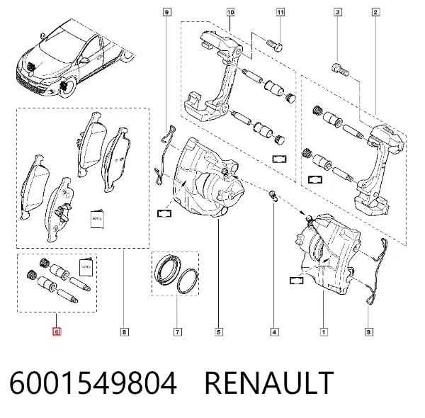 Kit de reparación de pinzas de freno 6001549804 Renault (RVI)