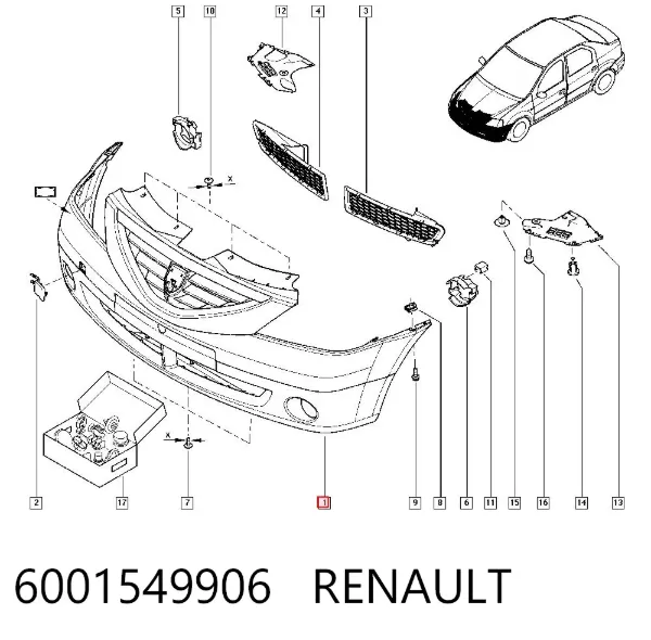 Paragolpes 6001549906 Renault (RVI)