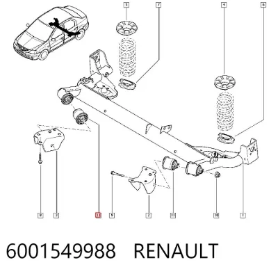 Buje de la viga trasera RENAULT 6001549988