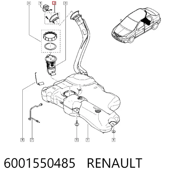 Protección de boca de llenado de combustible 6001550485 Renault (RVI)