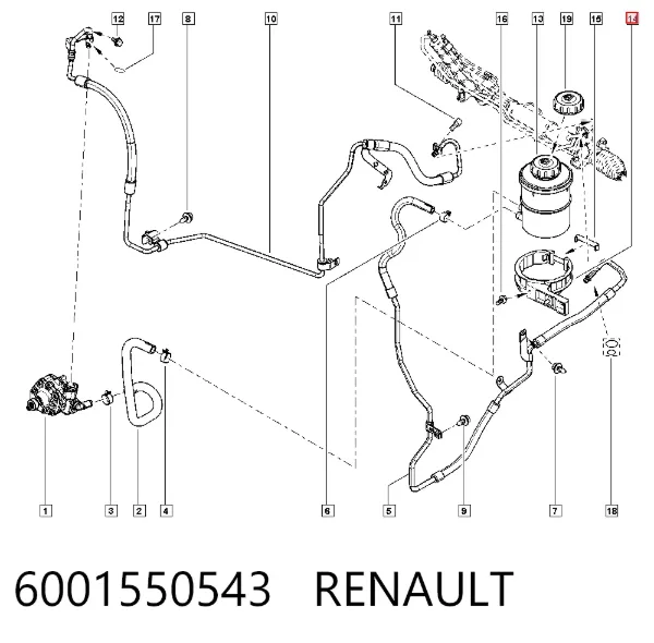 Soporte de depósito de dirección hidráulica 6001550543 Renault (RVI)