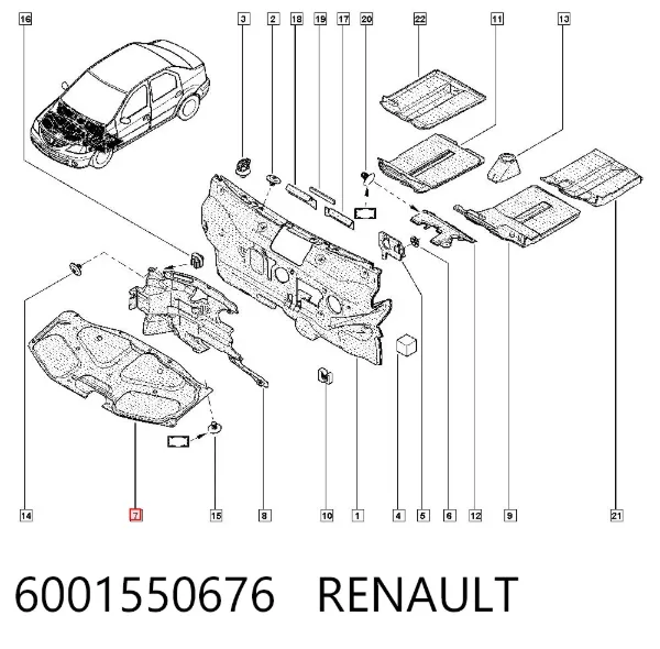 Aislamiento del Capó 6001550676 Renault (RVI)