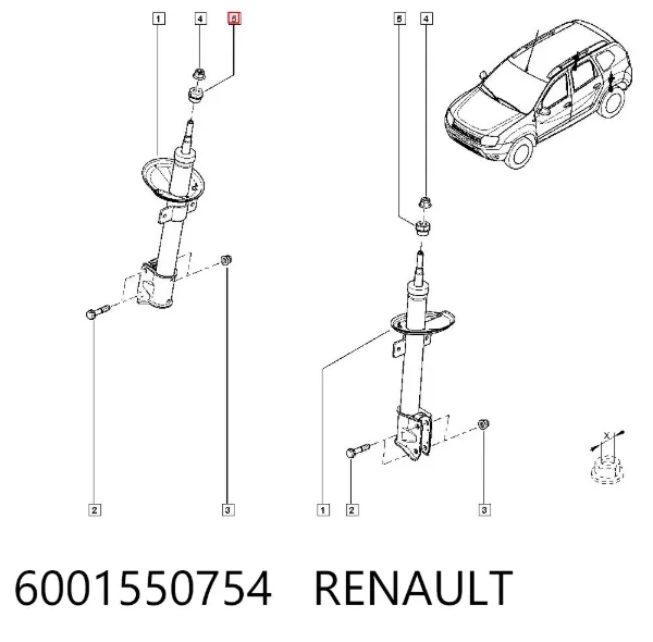 Buje de vástago de amortiguador delantero 6001550754 Renault (RVI)