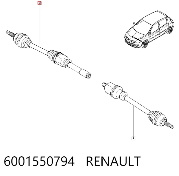 Semieje delantero derecho 6001550794 Renault (RVI)
