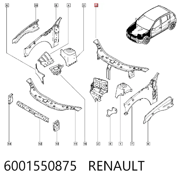 Soporte de radiador superior 6001550875 Renault (RVI)