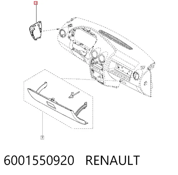Tapa lateral del panel de instrumentos, izquierda 6001550920 Renault (RVI)