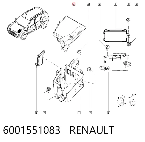 Carcasa de la caja de fusibles 6001551083 Renault (RVI)