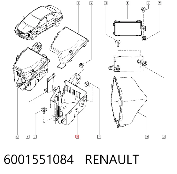 Carcasa de la caja de fusibles 6001551084 Renault (RVI)