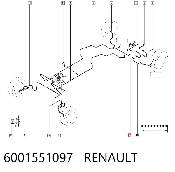 Latiguillo de freno trasero 6001551097 Renault (RVI)