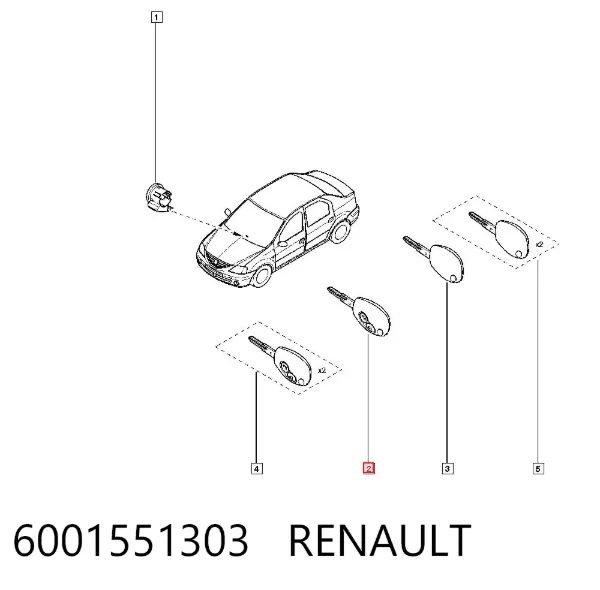 Inmovilizador en la llave 6001551303 Renault (RVI)