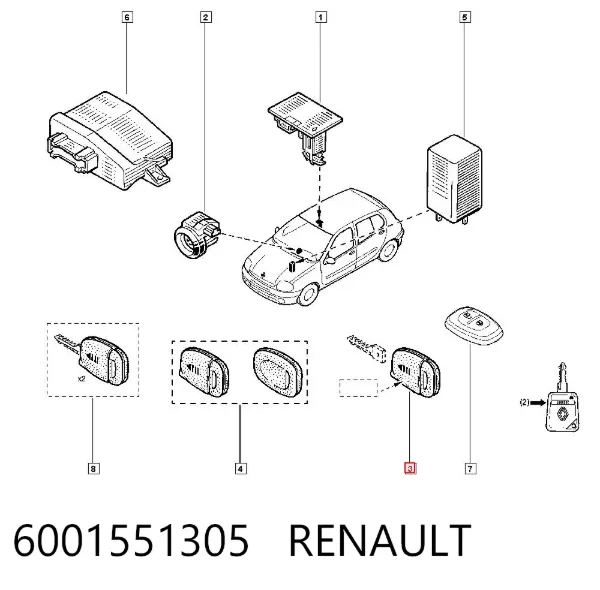 Llave de encendido 6001551305 Renault (RVI)