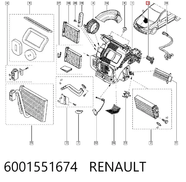 Resistencia de calefacción 6001551674 Renault (RVI)