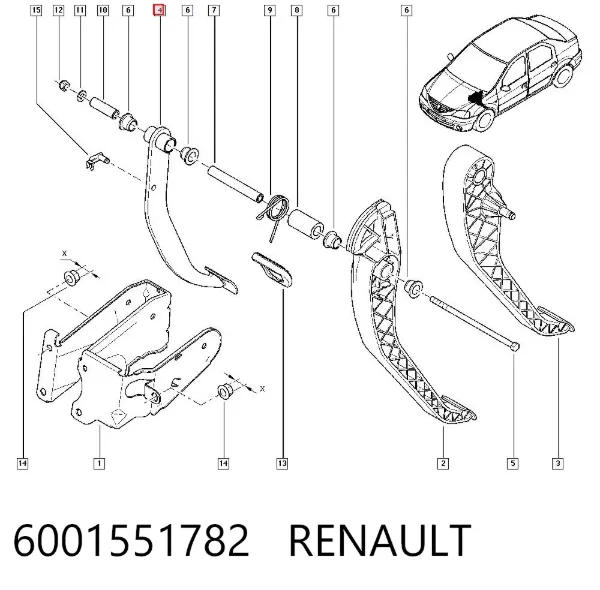 Pedal de freno 6001551782 Renault (RVI)