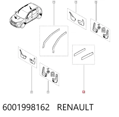Juego de deflectores de aire para ventanas, 2 piezas RENAULT 6001998162