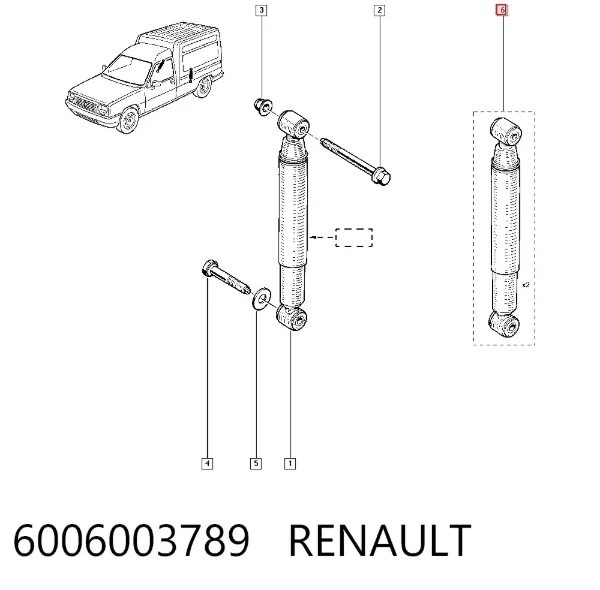 Amortiguador trasero 6006003789 Renault (RVI)