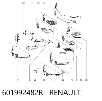 Moldura del parachoques delantero RENAULT 601992482R