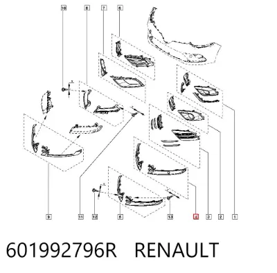 Moldura del parachoques delantero RENAULT 601992796R