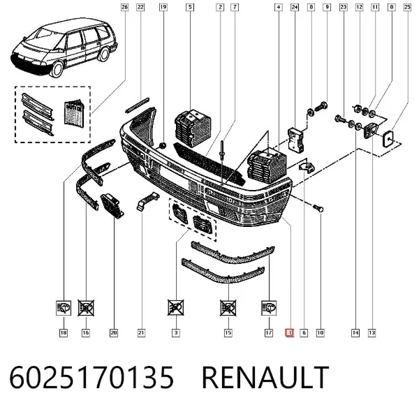 Paragolpes 6025170135 Renault (RVI)