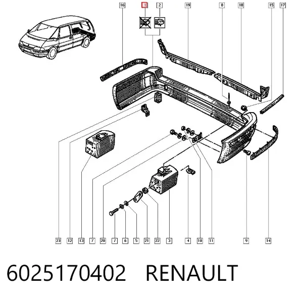 Parachoques trasero 6025170402 Renault (RVI)