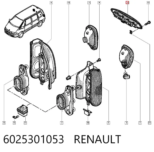 Tercera luz de freno 6025301053 Renault (RVI)