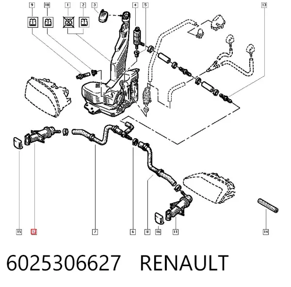 Boquilla del lavador de faros delanteros 6025306627 Renault (RVI)